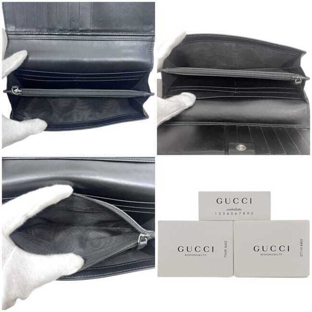 Gucci Bi fold Long Wallet Black Shima Leather GG Interlocking Folding Silver - Picture 3 of 9